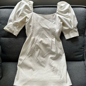 Elegant White Puff Sleeve Dress